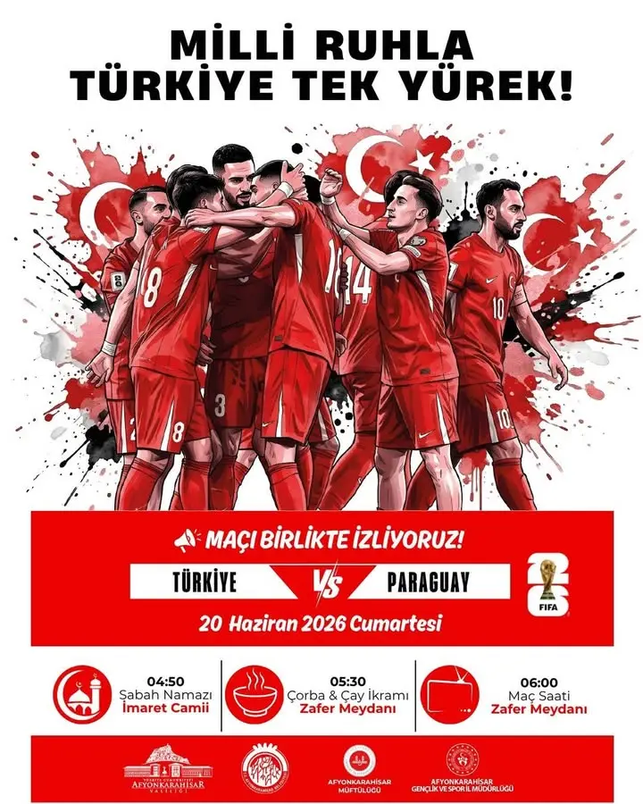 Afyonkarahisar’da Milli Maç Coşkusu Dev Ekranda